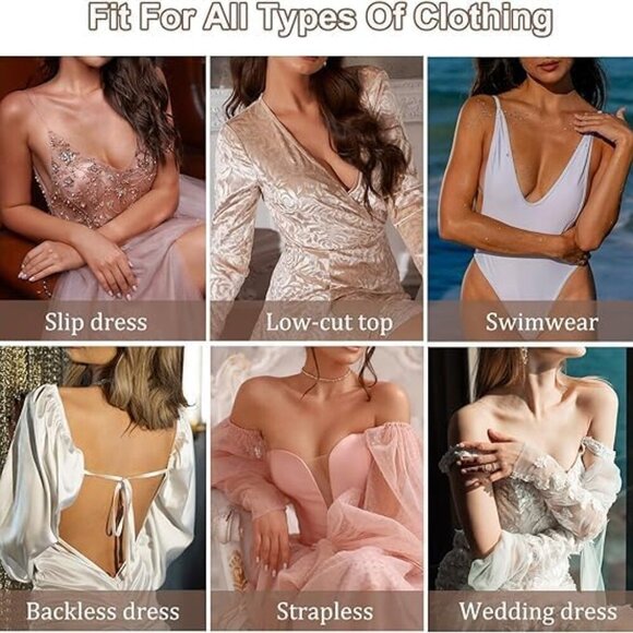 Adhesive Bra Invisible Push Up Sticky Bra, Strapless Self-Adhesive Bra with Nipp - Picture 5 of 5